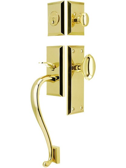 Fifth Avenue Entry Lock Set in PVD Finish with Eden Prairie Knob and